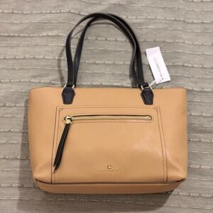 NWT Liz Claiborne Camel and Black Tote Bag